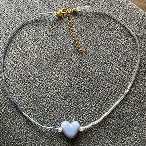 Chic Blue Heart Necklace with Gold Accents